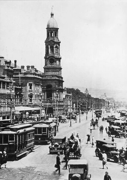 Adelaide. circa 1920: King William Street in Adelaide, South Australia