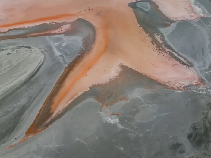 Framed Print : Aerial image showing a pink coloured salt lake, Ashville, South Australia, Australia
