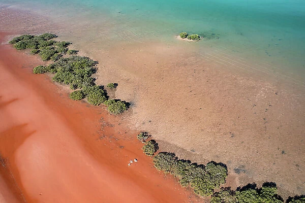 Aerial image showing Simpson Beach at low tide, Broome, Western Australia, Australia