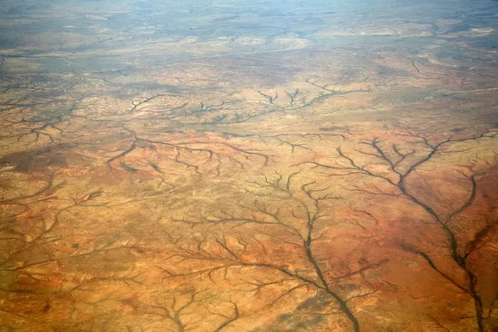 Framed Print : Aerial photo of riverbeds in western Australia