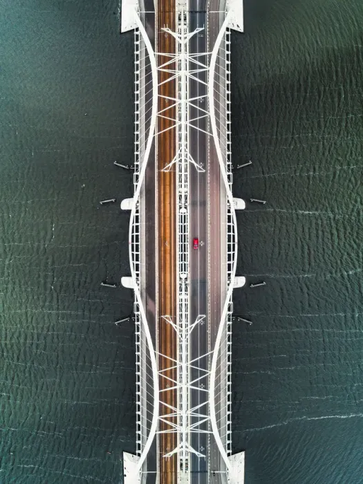 Framed Print : Aerial shot of Enneus Heerma bridge, Netherlands