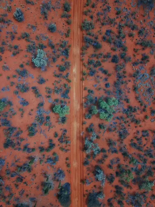 Framed Print : An Aerial shot of the red centre roads in the Australian Outback