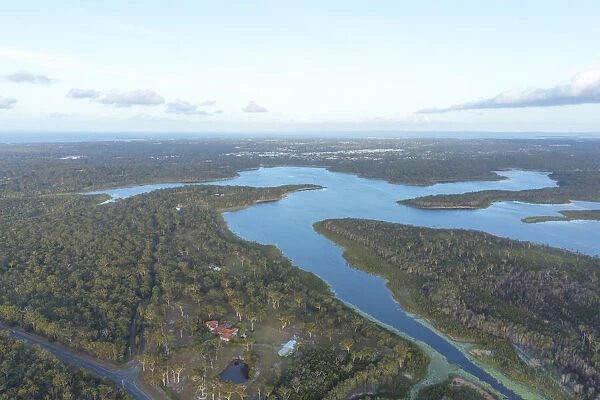 Aerial shot of the Tingalpa Water Reservoir in Brisbane, Queensland