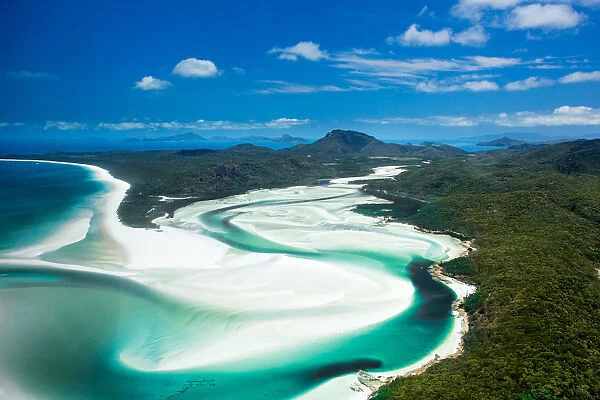 Aerial of sweet water river at Whitsunday Island