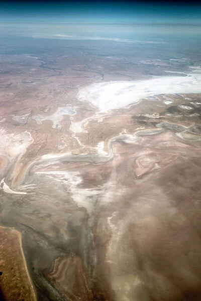 Aerial view of Australian desert and salt flats