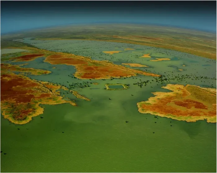 Framed Print : An Aerial view of the Australian outback in flood, showing the vibrant colours of the Landscape Framed Print : An Aerial view of the Australian outback in flood, showing the vibrant colours of the Landscape