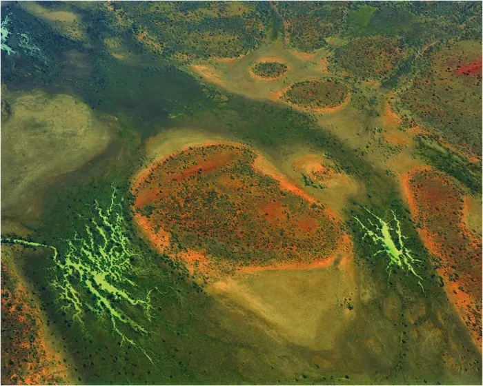Framed Print : An Aerial view of the Australian outback in flood, showing the vibrant colours of the Landscape Framed Print : An Aerial view of the Australian outback in flood, showing the vibrant colours of the Landscape