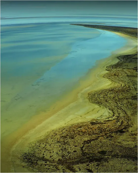 Framed Print : An Aerial view of the Australian outback in flood around Lake Eyre, showing the vibrant colours of the Landscape