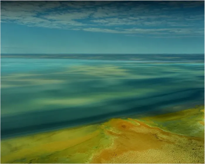 Framed Print : An Aerial view of the Australian outback in flood around Lake Eyre, showing the vibrant colours of the Landscape Framed Print : An Aerial view of the Australian outback in flood around Lake Eyre, showing the vibrant colours of the Landscape