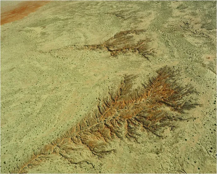 Framed Print : An Aerial view of the Australian outback in flood around Lake Eyre, showing the vibrant colours of the Landscape