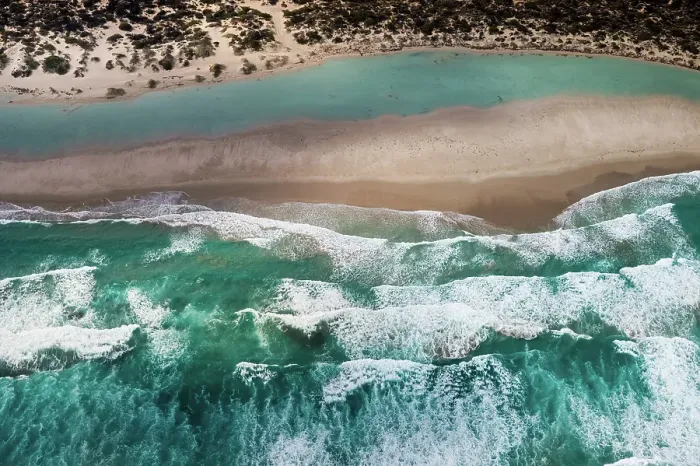 Framed Print : Aerial view of the beach at the Coral Coast, Australia