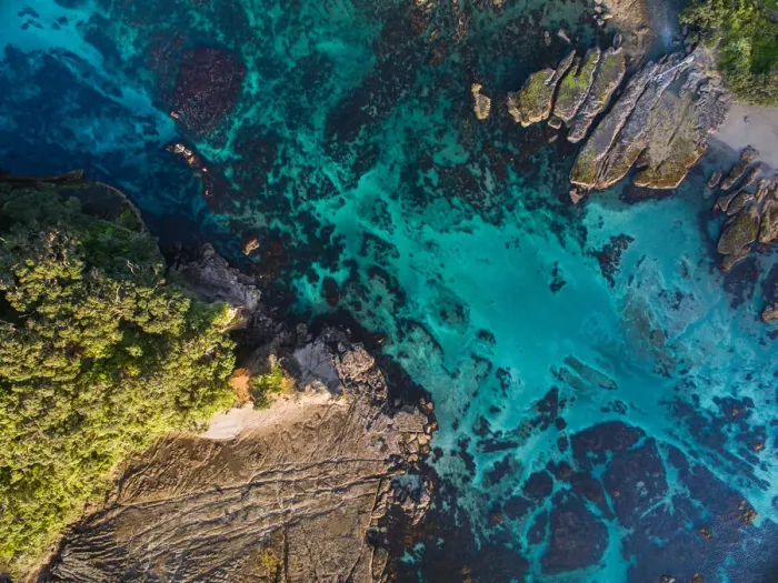 Framed Print : Aerial view of clear water at Goat Island Framed Print : Aerial view of clear water at Goat Island