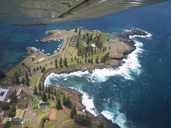 Aerial view of coastline and harbour Kiama