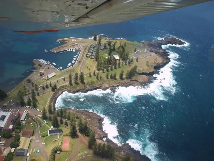Framed Print : Aerial view of coastline and harbour Kiama