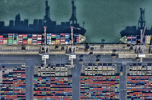 Aerial view of container terminal. Victoria, Australia