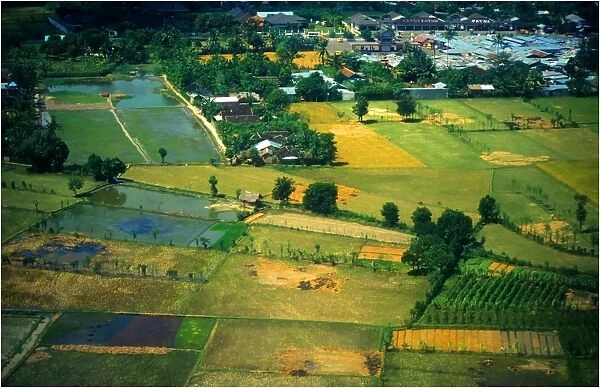 Aerial view of countryside on the Island of Lombok, Indonesia