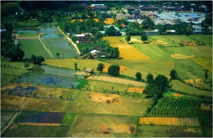 Framed Print : Aerial view of countryside on the Island of Lombok, Indonesia Framed Print : Aerial view of countryside on the Island of Lombok, Indonesia