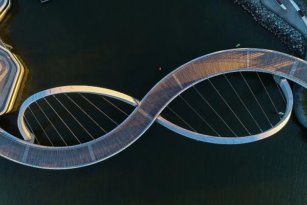 Aerial view over the footbridge at Elizabeth Quay Perth Western Australia