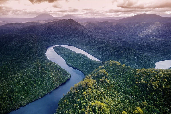 Aerial View of the Gordon River, Franklin-Gordon Wild Rivers National Park, Western Tasmania, Australia