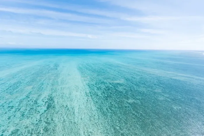 Framed Print : Aerial view of Great Barrie Reef with horizon Framed Print : Aerial view of Great Barrie Reef with horizon