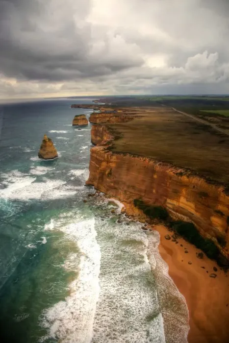 Framed Print : Aerial view of Great Ocean Road and 12 Apostles