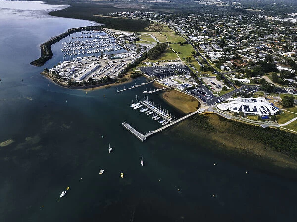 Aerial view of Hastings pier, Western Port, Victoria