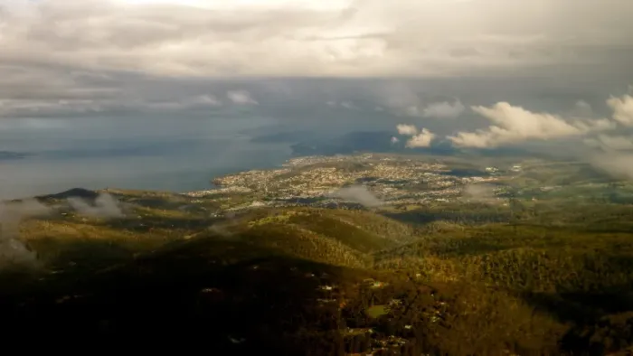 Framed Print : Aerial view of Hobart Tasmania