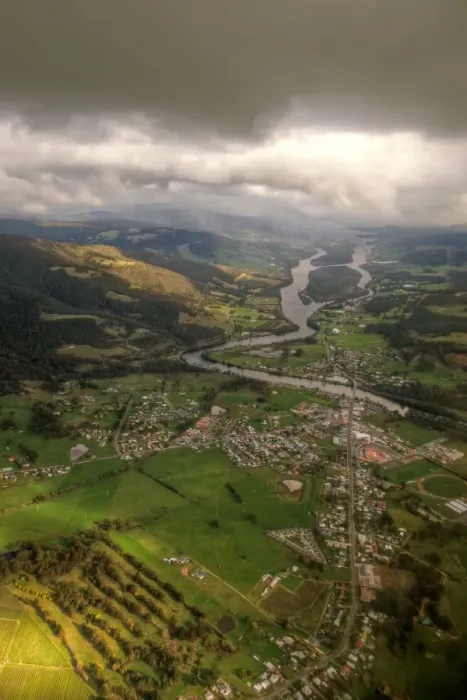Framed Print : Aerial view of Huonville and Woodstock Framed Print : Aerial view of Huonville and Woodstock