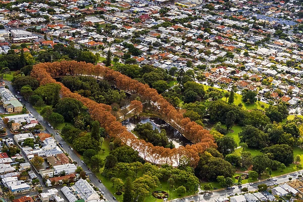 Aerial view over Hyde Park - Perth, Western Australia