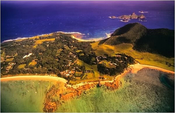 Aerial view of the lagoon on Lord Howe Island