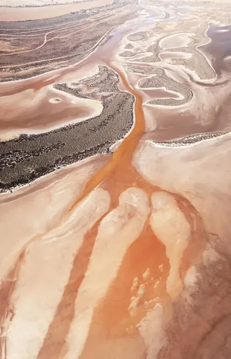 Framed Print : aerial view of lake Tyrrell