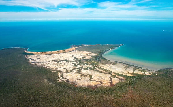 Aerial view and the landscape at the edge of Northern part of Australia called Arafura sea, Northern Territory state of Australia