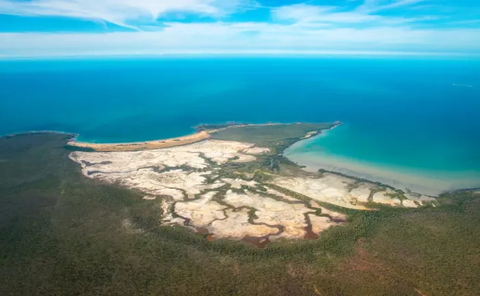 Framed Print : Aerial view and the landscape at the edge of Northern part of Australia called Arafura sea, Northern Territory state of Australia