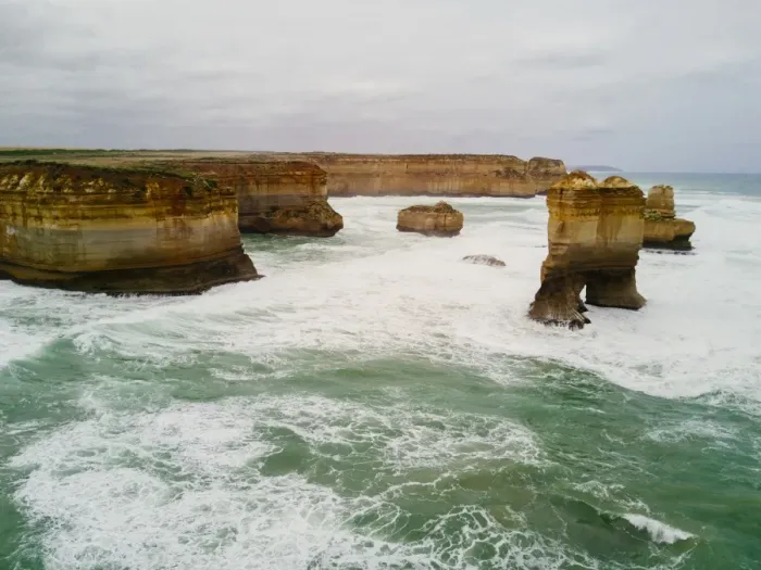Framed Print : Aerial view of Limestone formations east of Loch Ard Gorge, 12 Apostles, Great Ocean Road, Victoria Framed Print : Aerial view of Limestone formations east of Loch Ard Gorge, 12 Apostles, Great Ocean Road, Victoria