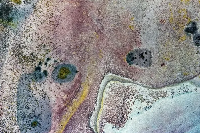 Framed Print : Aerial view looking down onto colourful Sandstone slabs - Colourful Textured Abstract Framed Print : Aerial view looking down onto colourful Sandstone slabs - Colourful Textured Abstract
