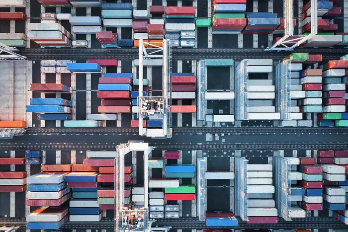 Framed Print : Aerial view of Melbourne Port at morning