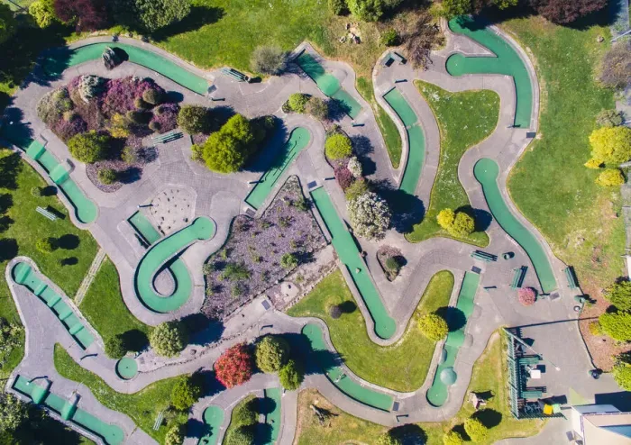 Framed Print : Aerial view of Miniature golf Timaru, South Island, New Zealand Framed Print : Aerial view of Miniature golf Timaru, South Island, New Zealand