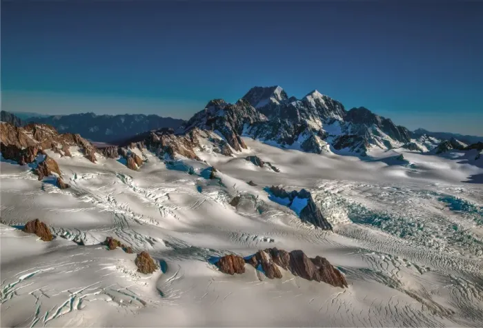 Framed Print : Aerial view of the Mount Cook Aoraki National Park, south Island of New Zealand
