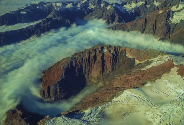 Framed Print : Aerial view of the Mount Cook Aoraki National Park, south Island of New Zealand