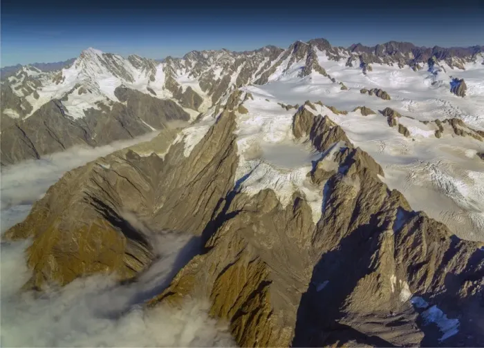 Framed Print : Aerial view of the Mount Cook Aoraki National Park, south Island of New Zealand
