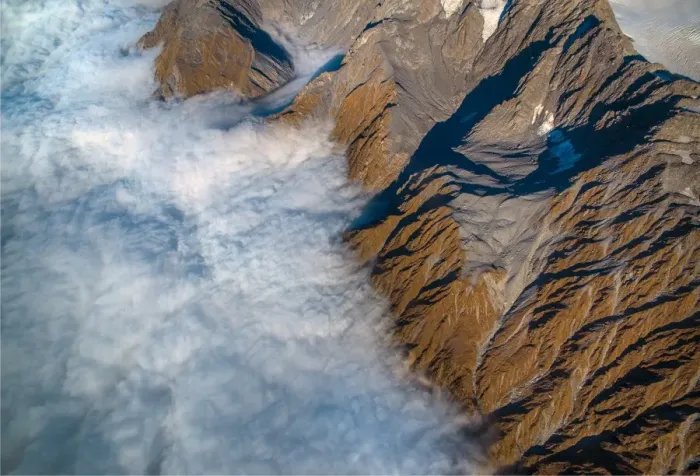 Framed Print : Aerial view of the Mount Cook Aoraki National Park, south Island of New Zealand