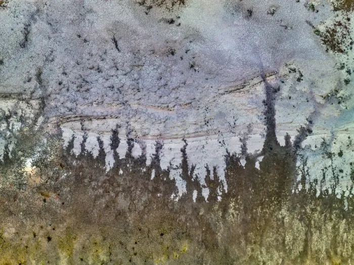 Framed Print : Aerial view of the natural patterns of the salty Lake MacDonnell in South Australia