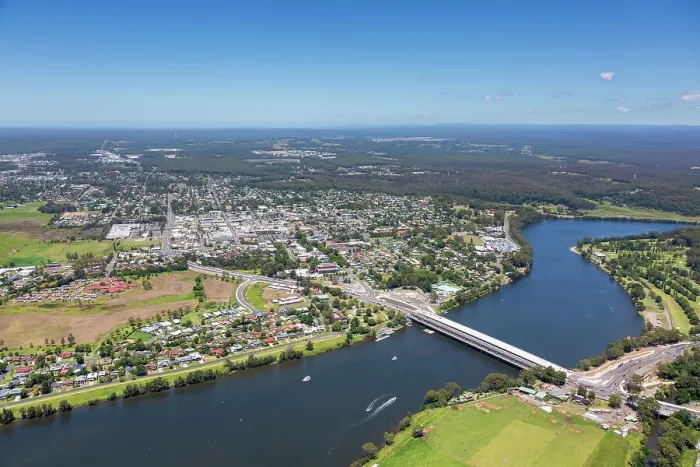 Framed Print : Nowra. Aerial view of Nowra, New South Wales, Australia