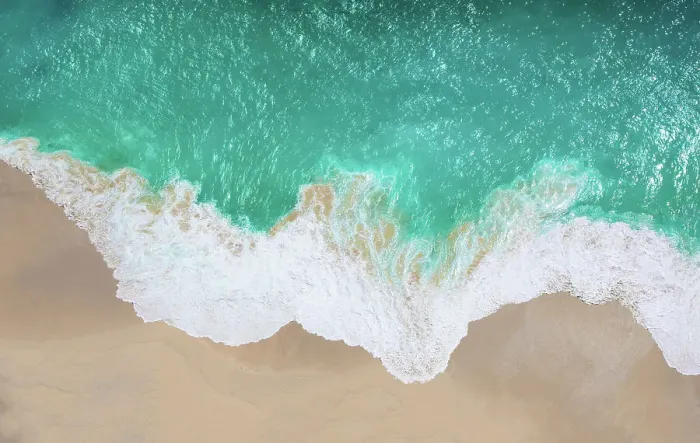 Framed Print : Aerial view of ocean and beach