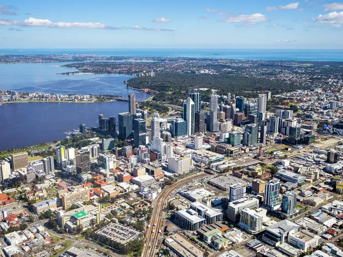 Framed Print : Perth. Aerial view of Perth, Western Australia