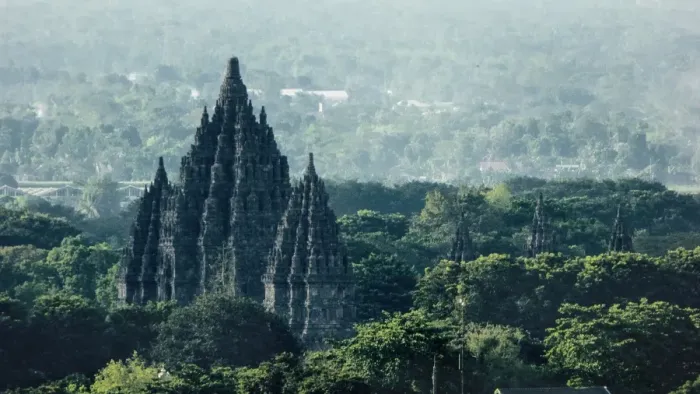 Framed Print : Aerial View of Prambanan Temple (Candi Rara Jonggrang), Northeast of Yogyakarta, Central Java, Indonesia Framed Print : Aerial View of Prambanan Temple (Candi Rara Jonggrang), Northeast of Yogyakarta, Central Java, Indonesia