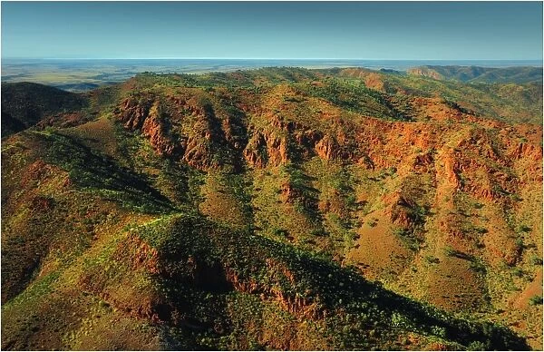 Aerial view of the rugged mountain ranges of the Southern Flinders Ranges in South Australia