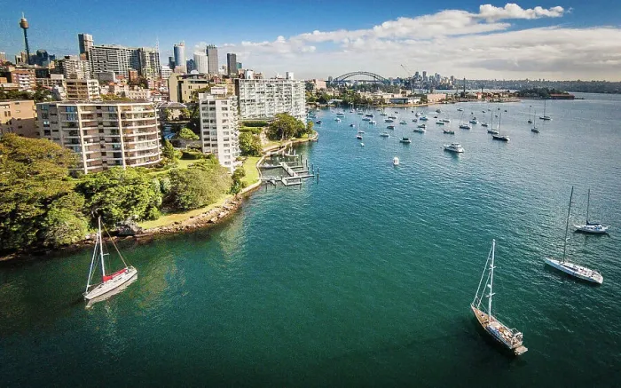 Framed Print : Aerial view of Rushcutters Bay and Sydney Harbour