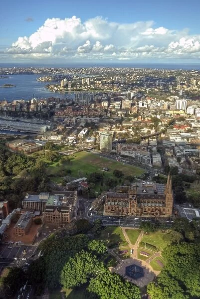 Aerial view of Saint Marys Cathedral and Sydney