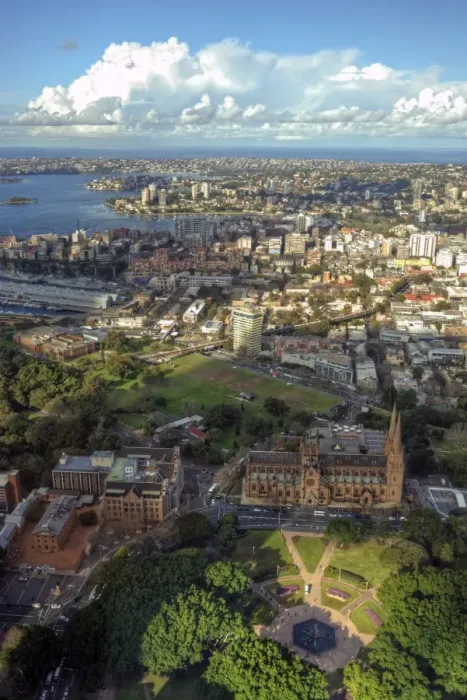 Framed Print : Aerial view of Saint Marys Cathedral and Sydney Framed Print : Aerial view of Saint Marys Cathedral and Sydney
